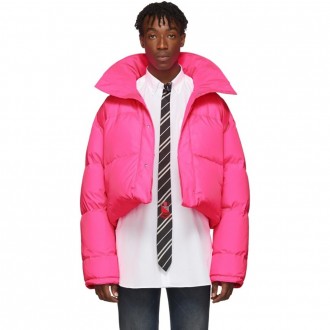 Pink Down Fluorescent Puffer Jacket