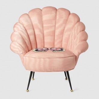 Moire Armchair With Embroidered Butterfly