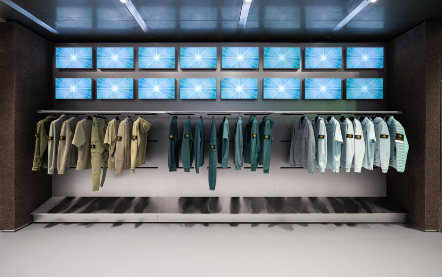 Garments from Stone Island's Ghost, Marina and Stellina lines on display