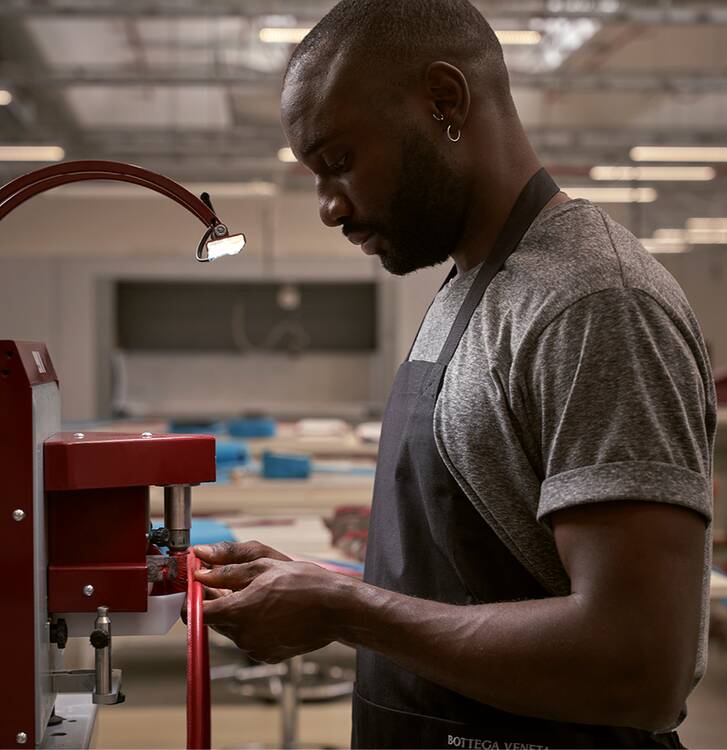 Traditional leather craftsmanship in the Bottega Veneta workshops