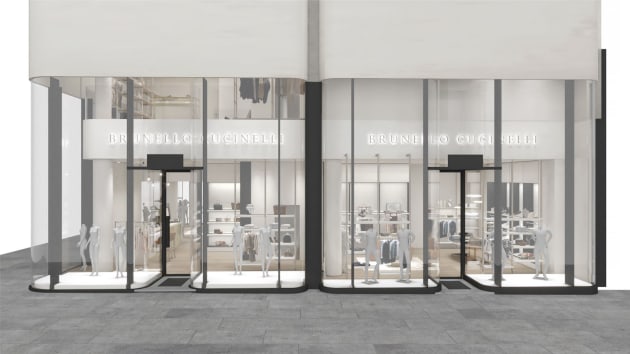 Brunello Cucinelli boutique windows in the heart of Sydney's Martin Place