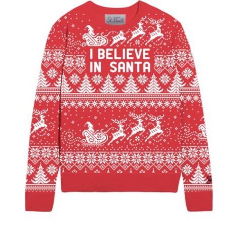 Maglione natalizio rosso MC2 Saint Barth in stile ugly Christmas sweater