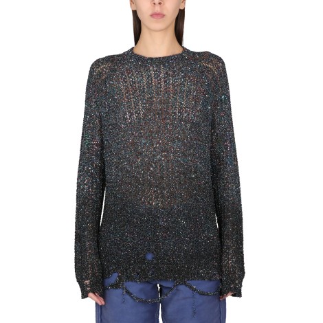 Maglione Maison Margiela nero impreziosito da paillettes