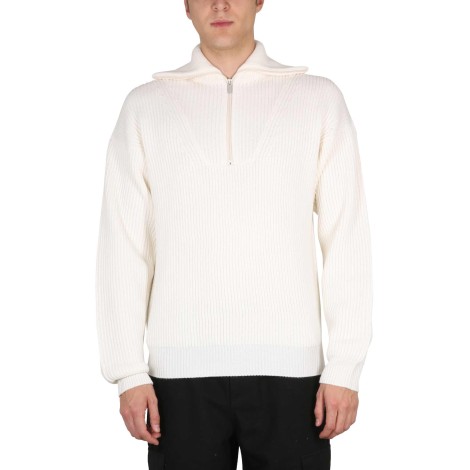 Drole de Monsieur merino wool sweater with zip neck