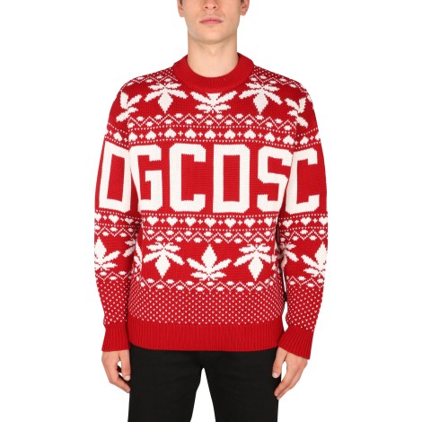 GCDS Christmas sweater with logo in ugly sweater style
