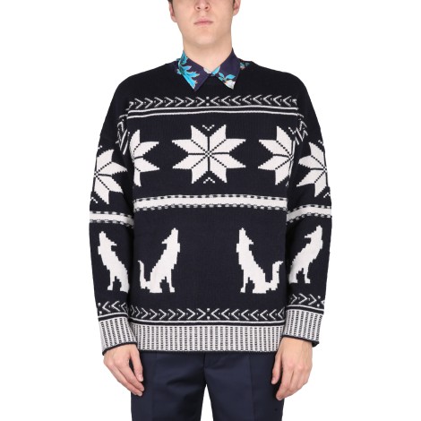 Etro virgin wool sweater with festive pattern