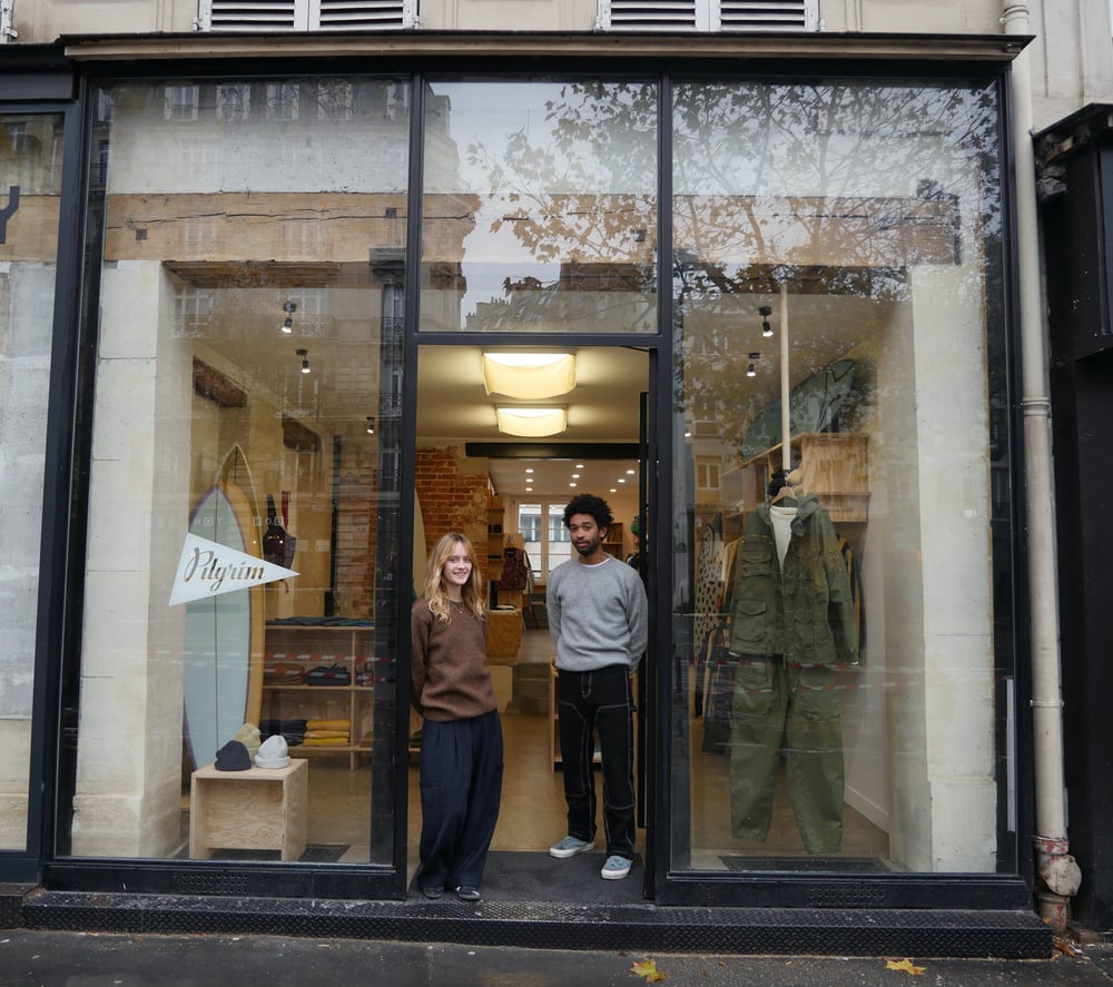 Pilgrim Surf + Supply concept store window in Paris