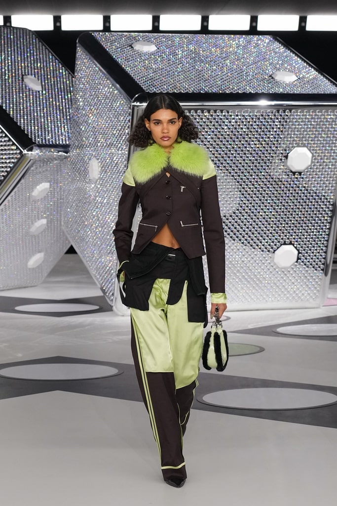 Apple green look from the Off-White Fall Winter 2024 25 show