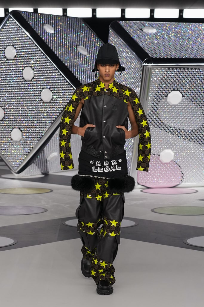 Off-White basket-shaped accessory holding a basketball, an NBA nod