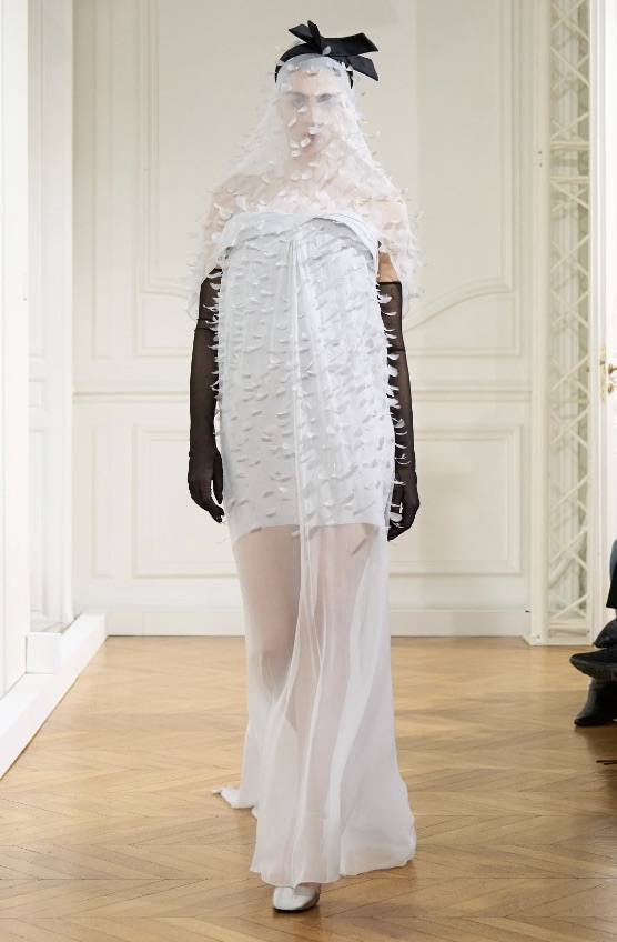 Givenchy silk chiffon wedding dress with embroidered veil