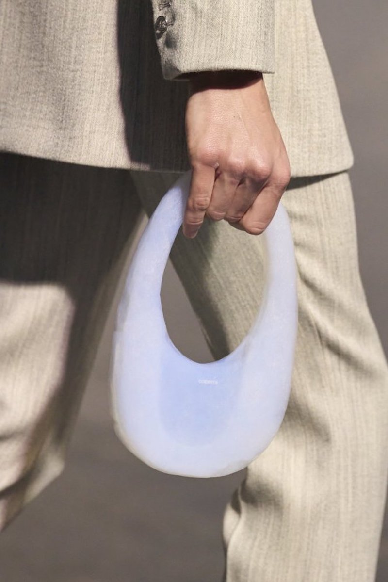 Coperni's translucent Air Swipe Bag made of aerogel