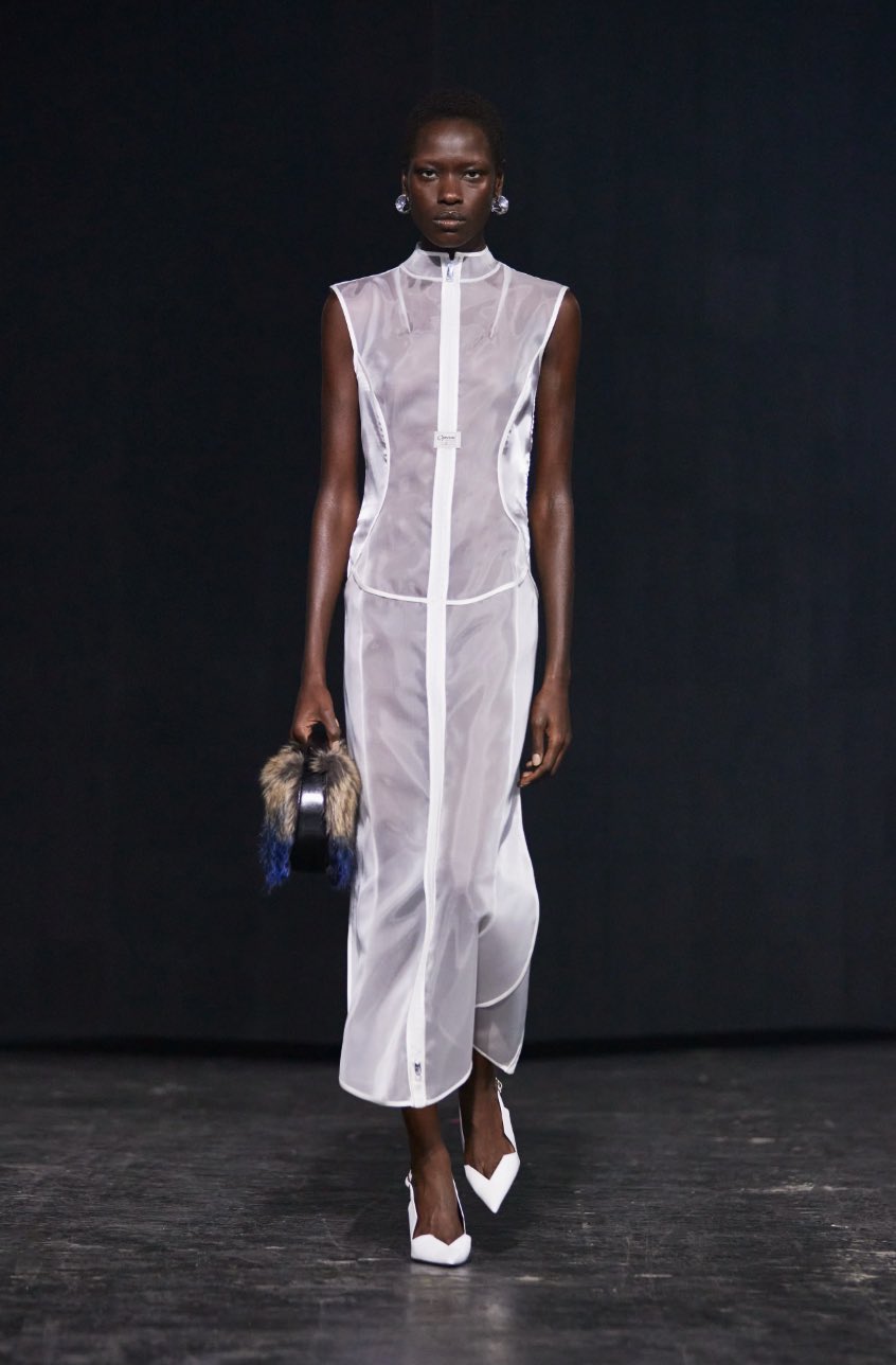 Futuristic foil look from Coperni's FW 2024 2025 collection