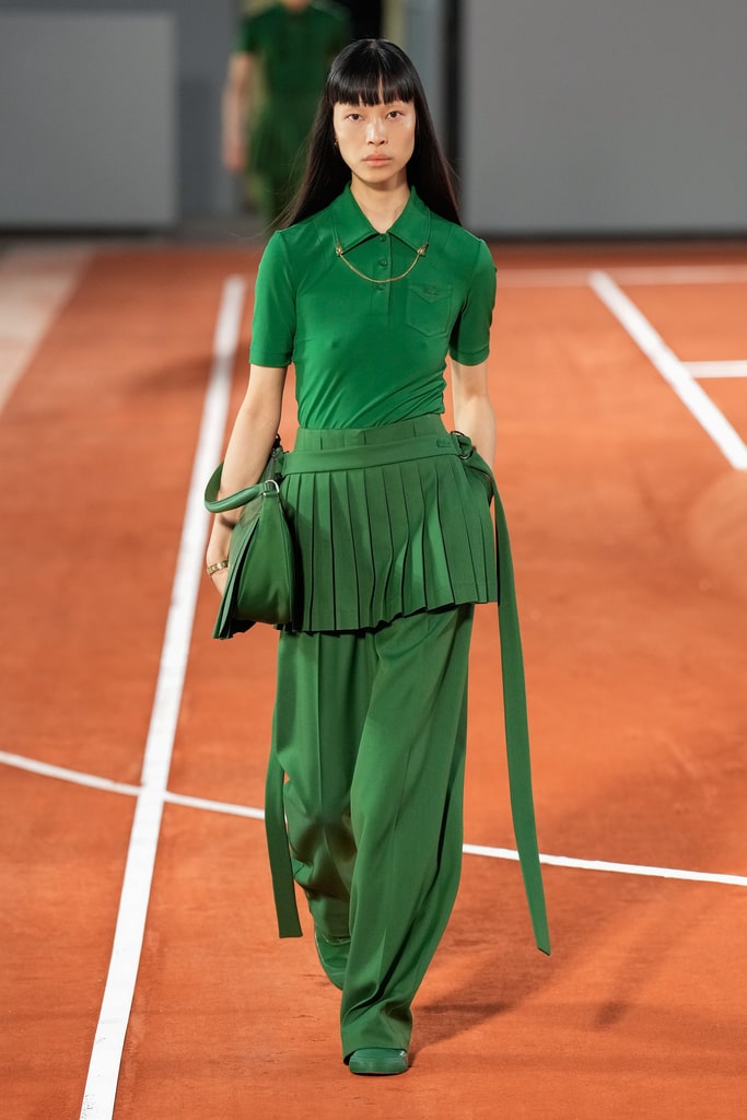 Minimalist sportswear look from the Lacoste collection by Pelagia Kolotouros