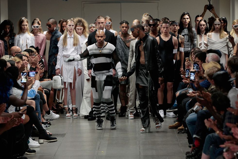 Jean Paul Gaultier x Shayne Oliver look reworking wardrobe classics