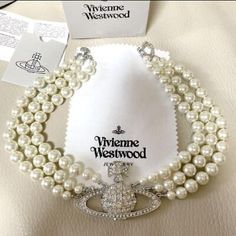 Vivienne Westwood pearl necklace with jewel details