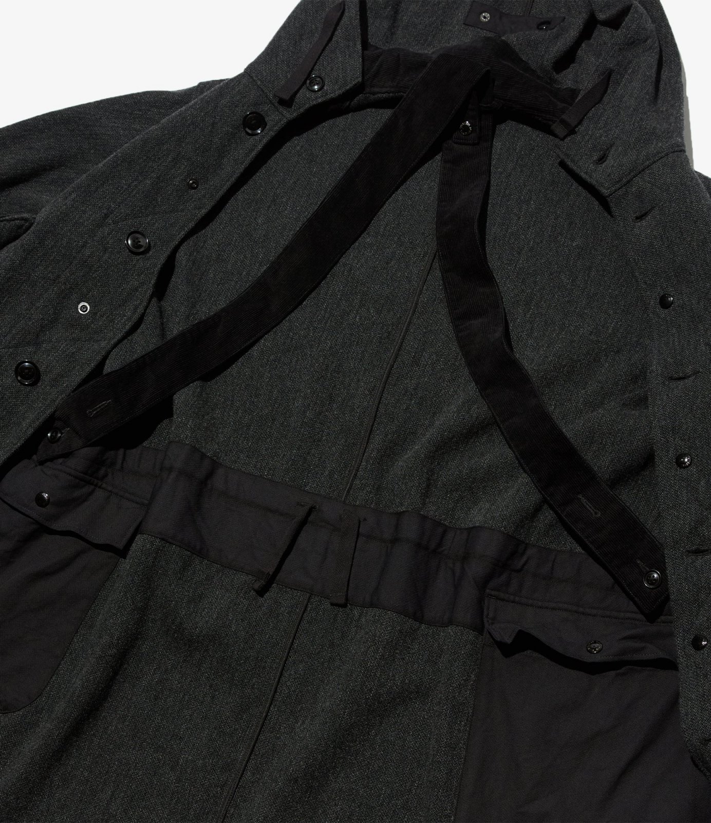 Engineered Garments FW26, Highland Parka in charcoal wool tweed (men)