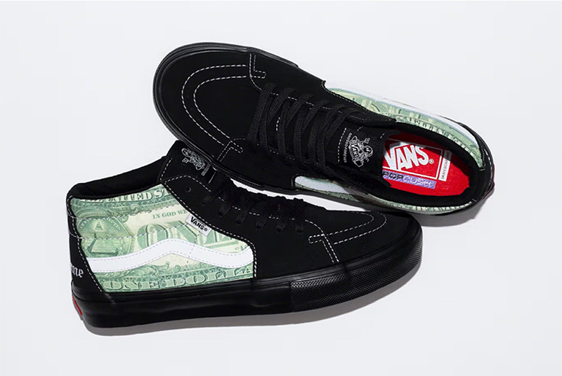 Vans Skate Grosso Mid from the Supreme capsule with dollar graphics