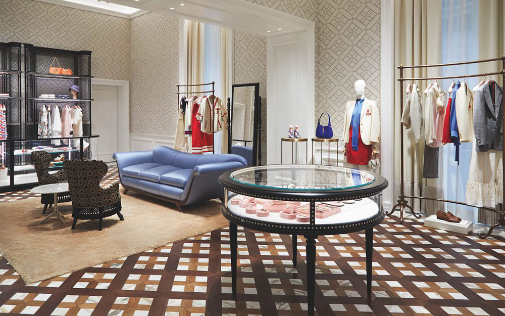 Entrance of the new Gucci boutique in Milan's Galleria Vittorio Emanuele