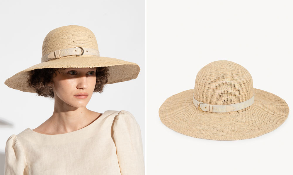 Chloé x Borsalino hat with leather band and buckle