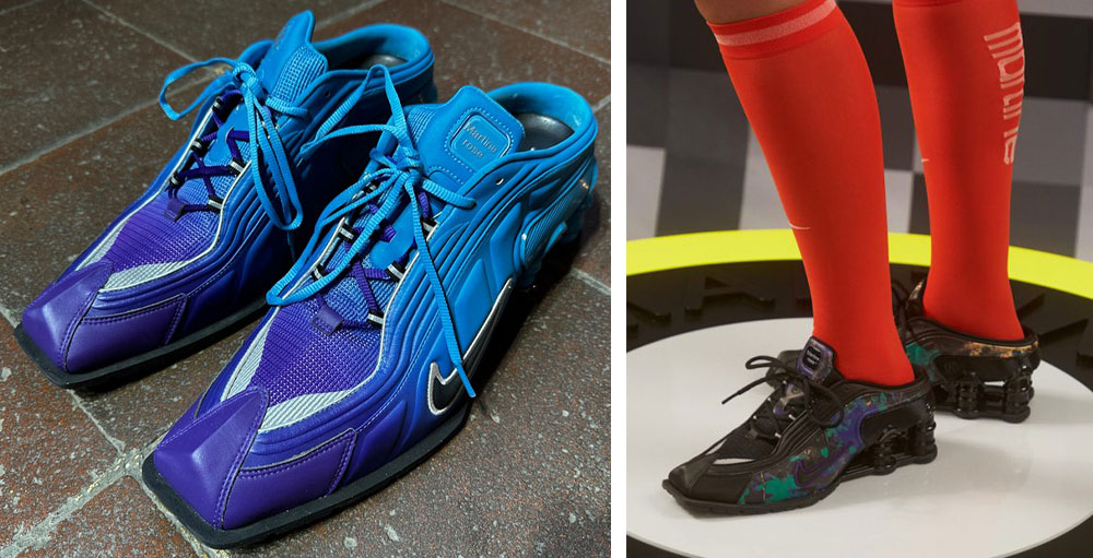 Nike Shox Mule MR 4 sneaker in blue and purple by Martine Rose