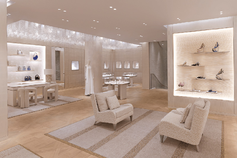 Display room with Dior collections in the Sloane Street store
