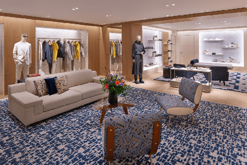Soft-toned furnishings inside the Dior Sloane Street store