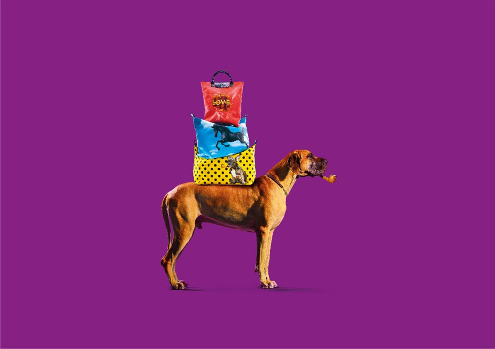 Bags and accessories from the Longchamp x Toiletpaper capsule collection