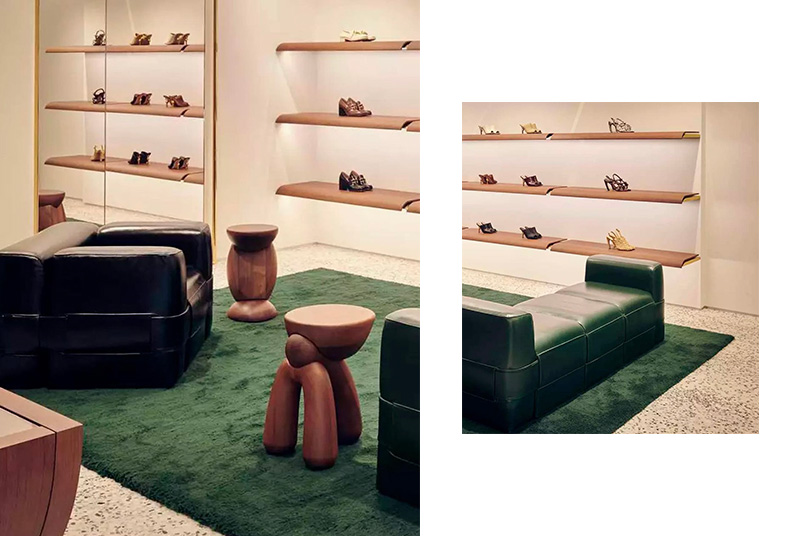 Interni del negozio Bottega Veneta ispirati all'architettura veneta