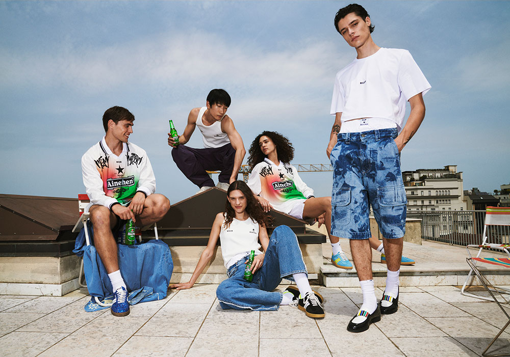 MSGM x Heineken campaign featuring the 150th anniversary polo shirt