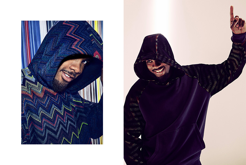 Missoni x Mike Maignan sportswear piece with glossy zigzag motif