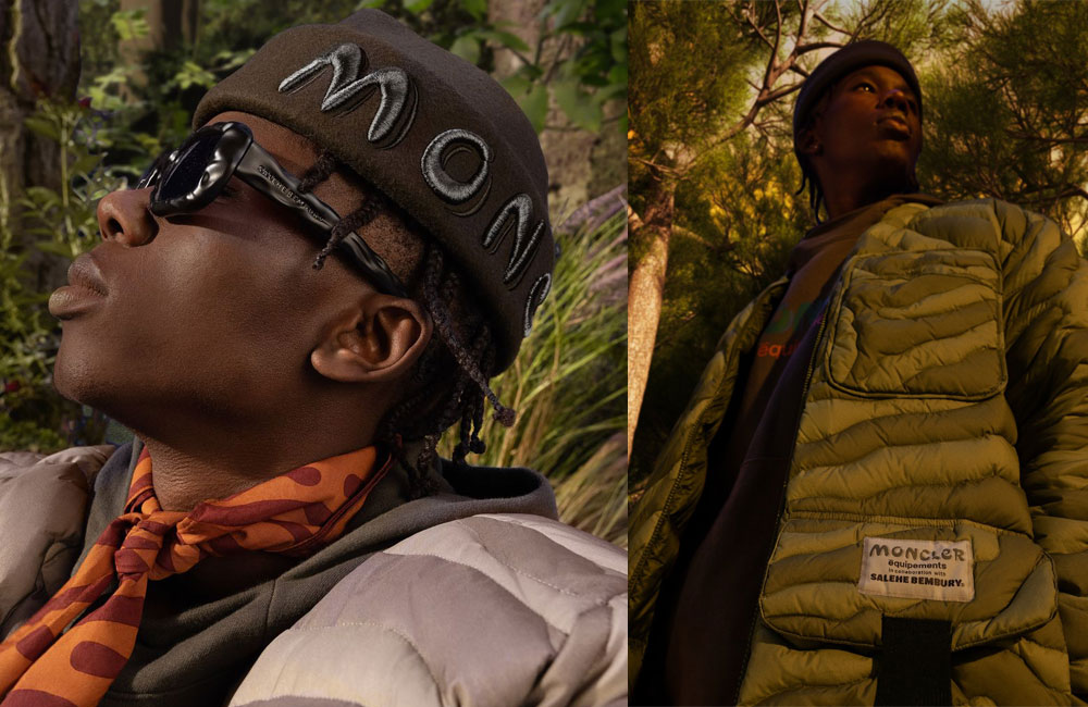 Moncler ēquipements garments with Salehe Bembury fingerprint motif