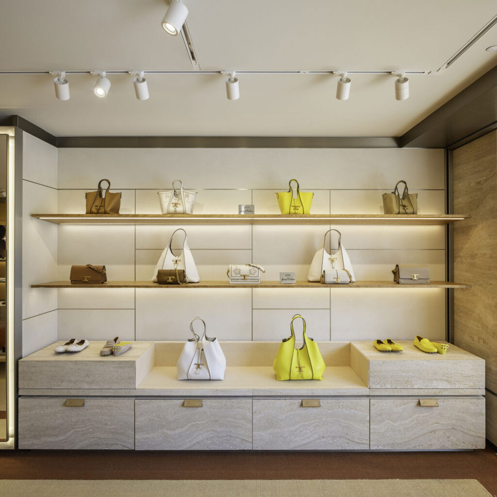 Tod's bags and accessories displayed in the Saint-Tropez store