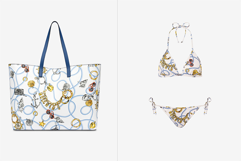 Colorful pieces from the Moschino Moskyno Mykonos capsule at the pop up store