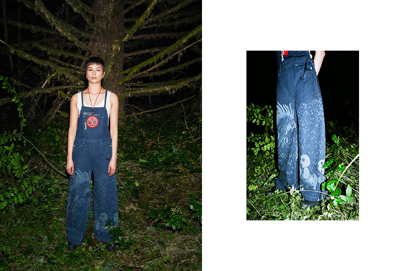 Denim pieces from the Levi's x Studio Ghibli capsule featuring forest spirits