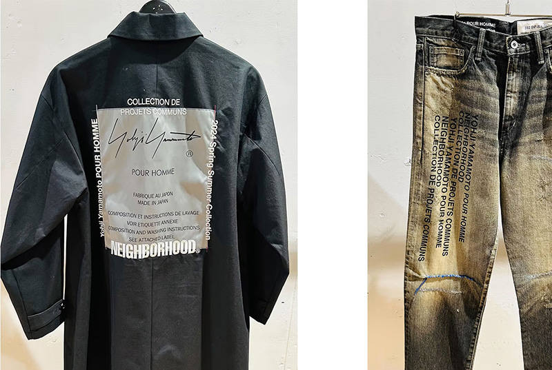 Graphics and skull prints on Yohji Yamamoto x NEIGHBORHOOD garments