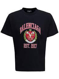 BALENCIAGA T-shirt nera in cotone con logo Balenciaga
