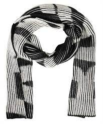 BALENCIAGA Sciarpa in lana vergine a coste bianco e nero con logo Balenciaga