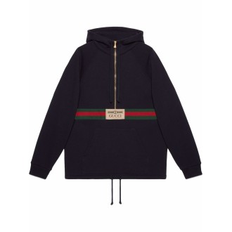 Gucci `Oversize` Hoodie With `Web` And Gucci Label