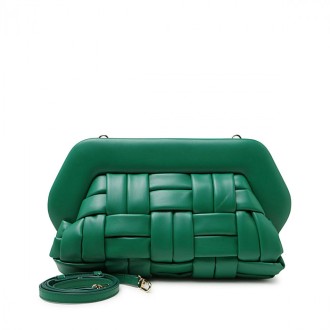 Themoire' - Green Faux-leather Bios Clutch