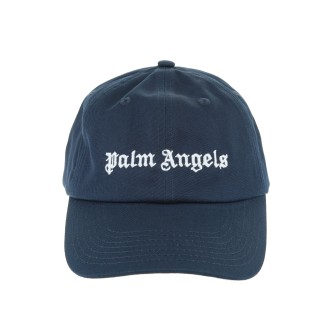 PALM ANGELS Cappello da Baseball Blu Navy Con Logo Bianco Uomo