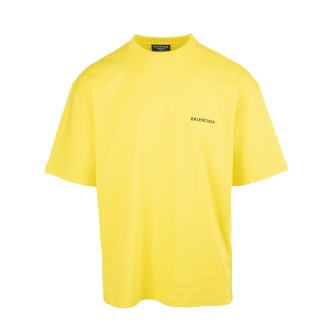 BALENCIAGA T-Shirt Logo Vestibilita' Media Giallo Fluo Uomo
