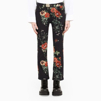 Black Slim Jeans With Flowers