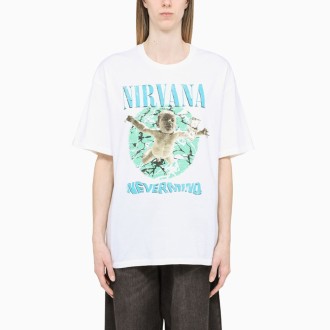 White Crewneck T-shirt With Nirvana Print