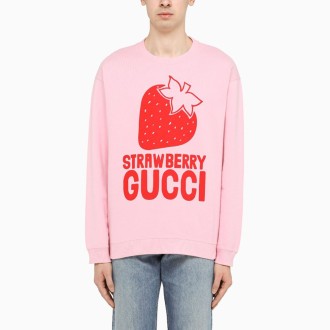 Pink Strawberry Gucci Print Sweatshirt