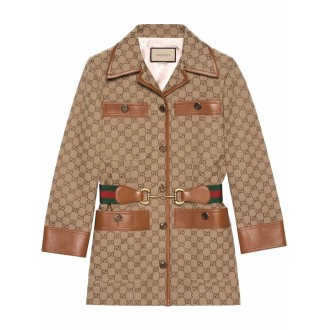 Gucci Gg Canvas And Leather Jacket