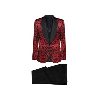 Dolce & Gabbana - Black And Red Wool Blend Three-piece Suit
