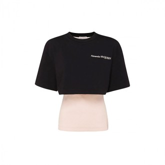 Alexander Mcqueen - Black And Pink Cotton T-shirt