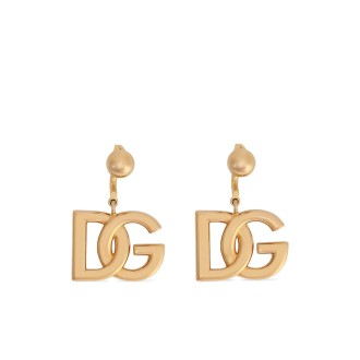 DOLCE & GABBANA Orecchini pendenti in ottone dorato con logo DG