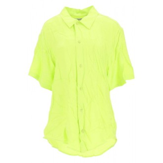 BALENCIAGA camicia oversize a mezze maniche gialla con logo Balenciaga