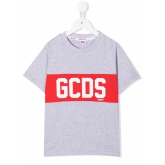 GCDS MINI T-Shirt Kids Grigia Con Banda Logo GCDS